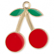 Anh&auml;nger Metall Cherries Gold-red-green