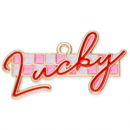 Anh&auml;nger Metall "Lucky" Gold-red-white-pink