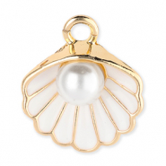 Anhänger Metall Shell with Pearl Gold-white