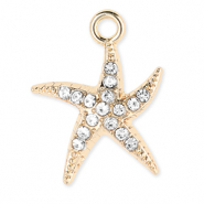 Anhänger Metall Starfish with Strass Gold-transparent