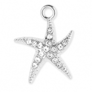 Anhänger Metall Starfish with Strass Silver-transparent