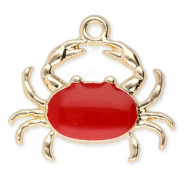 Anhänger Metall Crab Gold-red