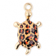 Anhänger Metall Turtle with Leopard Print Gold-orange-black