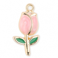 Anhänger Metall Tulip Gold-light pink-green