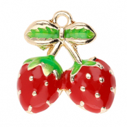 Anh&auml;nger Metall Strawberry Gold-red-green
