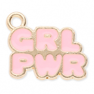 Anh&auml;nger Metall "Grl pwr" Gold-light pink
