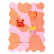 BY31® Zierkarte mit Anstecker "Fuck this" / "Oh crab" / "Fri yay" Orange-multicolour pink-red-yellow