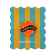 BY31® Zierkarte mit Anstecker "Badass babe" Teal blue-burnt orange-salmon pink-bordeaux-gold