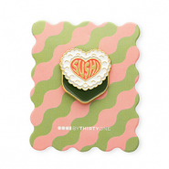 BY31® Zierkarte mit Anstecker "Sushi" Dark green-coral pink-white-grey-gold