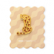 BY31® Zierkarte mit Anstecker Leopard Beige-brown-red-gold