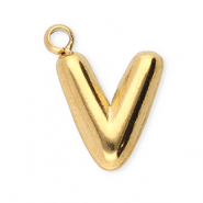 Anh&auml;nger aus Stainless Steel - Rostfreiem StahlBuchstaben V Gold
