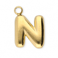 Anh&auml;nger aus Stainless Steel - Rostfreiem StahlBuchstaben N Gold