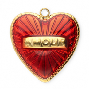 Anh&auml;nger aus Stainless Steel - Rostfreiem Stahl Heart Gold-red