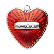 Anh&auml;nger aus Stainless Steel - Rostfreiem Stahl Heart Silver-red