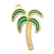 Anh&auml;nger aus Stainless Steel - Rostfreiem Stahl Palmtree Gold-dark green