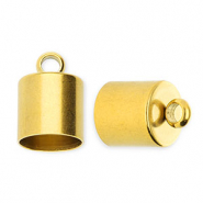 Zubeh&ouml;r aus Stainless Steel - Rostfreiem Stahl Anh&auml;nger Endkappen &Oslash;8 mm mit &Ouml;se Gold