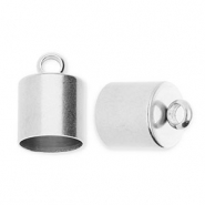 Zubeh&ouml;r aus Stainless Steel - Rostfreiem Stahl Anh&auml;nger Endkappen &Oslash;8 mm mit &Ouml;se Silver