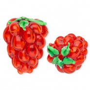 Glasperlen Handgefertigt Raspberry Red-green