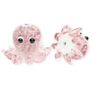 Glasperlen Handgefertigt Octopus Mauve-white