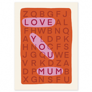 BY31&reg; Karten f&uuml;r Schmuck "Love you mum" Off white-coral red-pink
