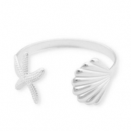 Stainless Steel - Rostfrei Stahl Armbänder Bangle Shell & Starfish Silver