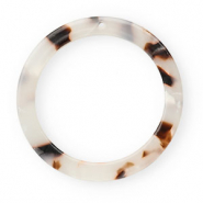Anhänger Resin 35mm rund Tortoise white