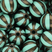 16 mm DQ&reg; Perlen aus Acryl mit Streifen Turquoise green-golden brown