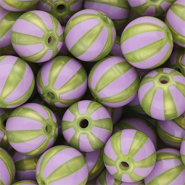 12 mm DQ® Perlen aus Acryl mit Streifen Purple-olive green