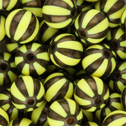 12 mm DQ® Perlen aus Acryl mit Streifen Yellow-golden brown
