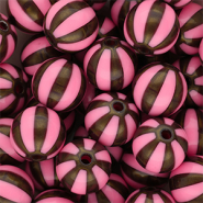 12 mm DQ® Perlen aus Acryl mit Streifen Pink-golden brown