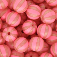 12 mm DQ® Perlen aus Acryl mit Streifen Coral pink-peach pink