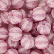 12 mm DQ® Perlen aus Acryl mit Streifen Vintage pink