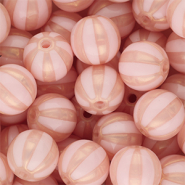 12 mm DQ® Perlen aus Acryl mit Streifen Light pink-peach pink
