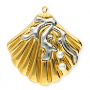 Anhänger aus Stainless Steel - Rostfreiem Stahl Shell with Imitation Pearls Gold-silver-white