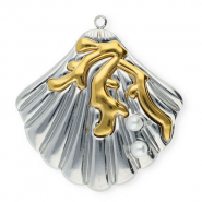 Anhänger aus Stainless Steel - Rostfreiem Stahl Shell with Imitation Pearls Silver-gold-white