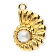 Anhänger aus Stainless Steel - Rostfreiem Stahl Shell with Imitation Pearl Gold-white