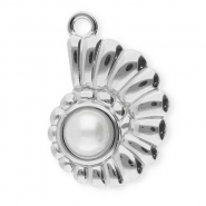 Anhänger aus Stainless Steel - Rostfreiem Stahl Shell with Imitation Pearl Silver-white
