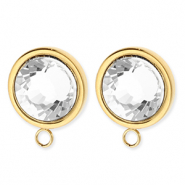 BY31® Zubehör aus Stainless Steel - Rostfreiem Stahl Ohrringe / Ohrstecker Round with Crystal with Loop Gold-crystal