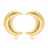 BY31® Zubehör aus Stainless Steel - Rostfreiem Stahl Ohrringe / Ohrstecker Moon with Loop Gold