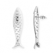 BY31® Zubehör aus Stainless Steel - Rostfreiem Stahl Ohrringe / Ohrstecker Fish with Loop Silver