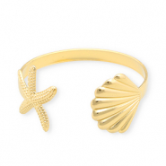 Stainless Steel - Rostfrei Stahl Armbänder Bangle Shell & Starfish Gold