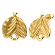 Zubehör aus Stainless Steel - Rostfreiem Stahl Ohrringe / Ohrstecker Leafs with Loop Gold