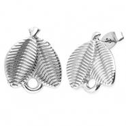 Zubehör aus Stainless Steel - Rostfreiem Stahl Ohrringe / Ohrstecker Leafs with Loop Silver