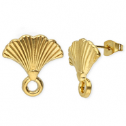 Zubehör aus Stainless Steel - Rostfreiem Stahl Ohrringe / Ohrstecker Fan with Loop Gold