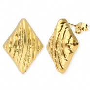 Zubehör aus Stainless Steel - Rostfreiem Stahl Ohrringe / Ohrstecker Rhombus with Loop Gold