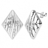 Zubehör aus Stainless Steel - Rostfreiem Stahl Ohrringe / Ohrstecker Rhombus with Loop Silver