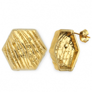Zubehör aus Stainless Steel - Rostfreiem Stahl Ohrringe / Ohrstecker Hexagon with Loop Gold