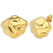 Zubehör aus Stainless Steel - Rostfreiem Stahl Ohrringe / Ohrstecker Irregular with Loop Gold