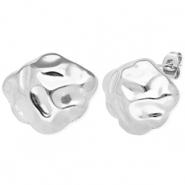 Zubehör aus Stainless Steel - Rostfreiem Stahl Ohrringe / Ohrstecker Irregular with Loop Silver