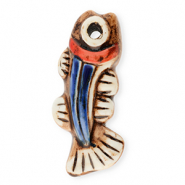 Keramik Anh&auml;nger Fish Brown-white-dark blue-red